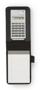 Leather notebook with calculator inside